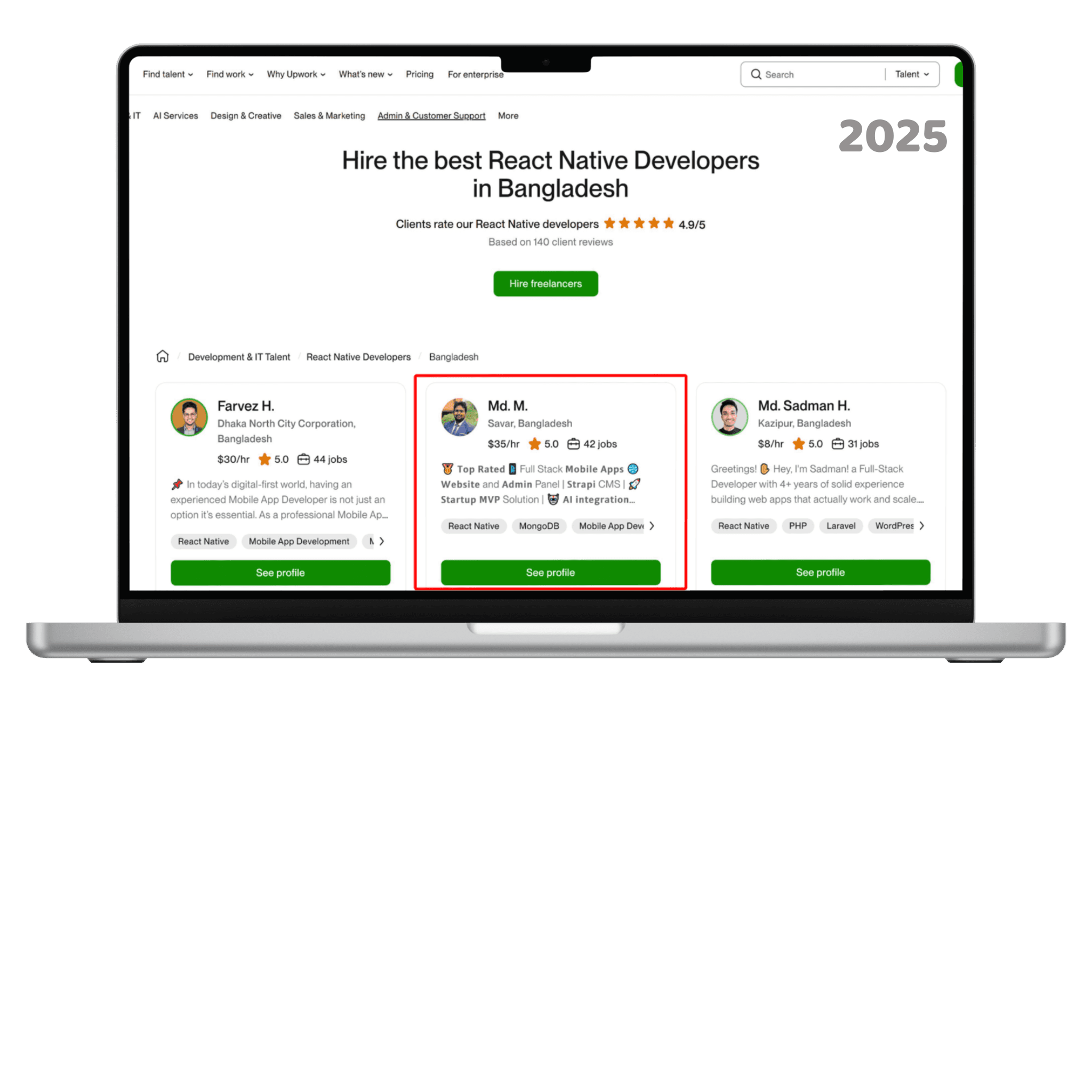 Consistently Featured in Upwork’s Regional Developer Rankings