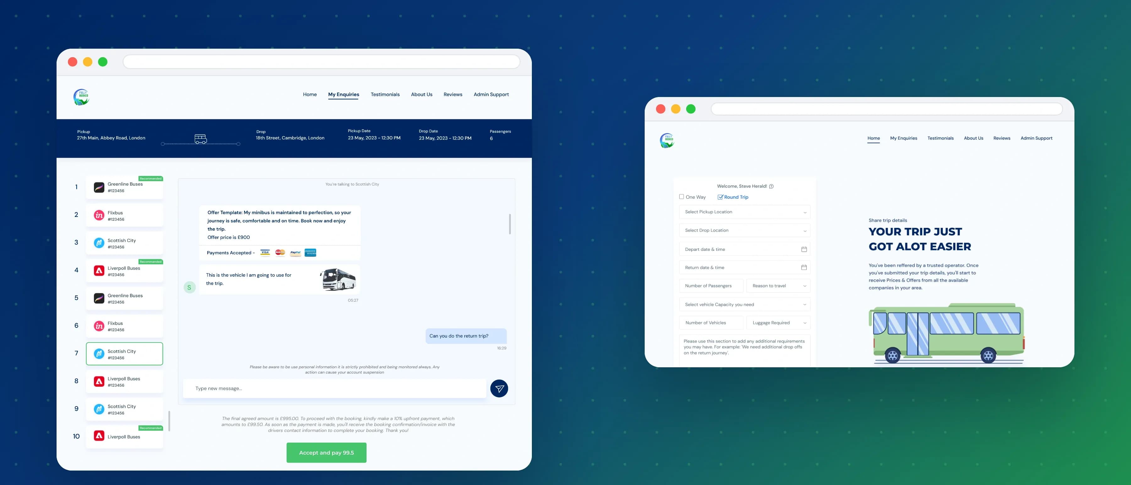 Fully Booked customer site: one form, ranked offers